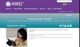 
							         Application status | Studies | NWU | North-West University								  
							    