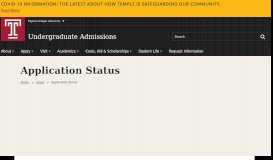 
							         Application Status | Temple University Undergraduate Admissions								  
							    