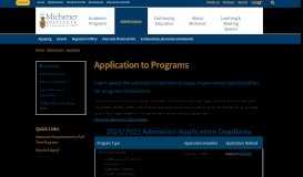 
							         Application to Programs - The Michener Institute								  
							    