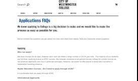 
							         Applications FAQs - City of Westminster College								  
							    