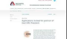 
							         Applications invited for position of next ERC President - ERA Portal ...								  
							    