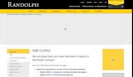 
							         Apply | Admission to Randolph College								  
							    
