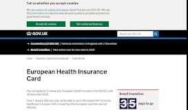 
							         Apply for a European Health Insurance Card - GOV.UK								  
							    