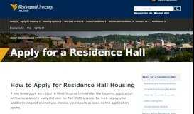 
							         Apply for a Residence Hall | Housing | West Virginia University								  
							    