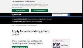 
							         Apply for a secondary school place - GOV.UK								  
							    