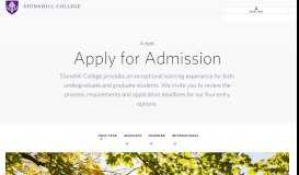 
							         Apply for Admission to Stonehill College · Stonehill College								  
							    