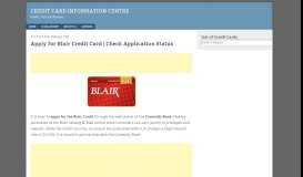 
							         Apply for Blair Credit Card | Check Application Status								  
							    