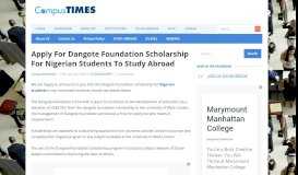
							         Apply For Dangote Foundation Scholarship For Nigerian Students To ...								  
							    