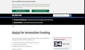 
							         Apply for innovation funding - GOV.UK								  
							    