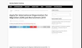 
							         Apply for International Organization for Migration (IOM) Job ...								  
							    