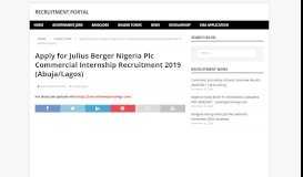 
							         Apply for Julius Berger Nigeria Plc Commercial ... - Recruitment Portal								  
							    