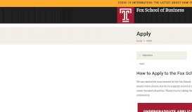 
							         Apply | Fox School of Business | Temple University | Philadelphia, PA								  
							    