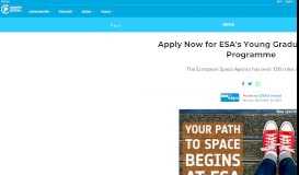 
							         Apply Now for ESA's Young Graduate Trainee ... - CareersPortal.ie								  
							    