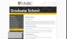 
							         Apply Now - The Graduate School at UMBC - UMBC								  
							    