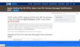 
							         Apply Online For 30 CFHL Jobs | Can Fin Homes Manager ... - Jobads.in								  
							    