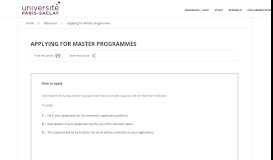 
							         Apply to Master programs | Université Paris Saclay								  
							    
