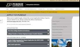 
							         Apply to Purdue - Undergraduate Admissions - Purdue University								  
							    