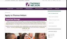 
							         Apply to Thomas Nelson | Thomas Nelson Community College								  
							    