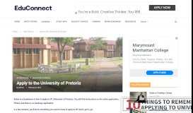 
							         Apply to UP (University of Pretoria) | ONLINE | EduConnect								  
							    