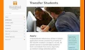 
							         Apply - Transfer Students - The University of Tennessee, Knoxville								  
							    