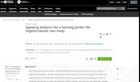 
							         Applying analytics for a learning portal - ACM Digital Library								  
							    