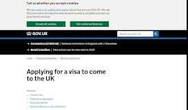 
							         Applying for a visa to come to the UK - GOV.UK								  
							    