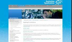 
							         Applying for Beamtime - Australian Synchrotron								  
							    