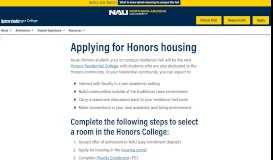 
							         Applying for Honors housing - Northern Arizona University								  
							    
