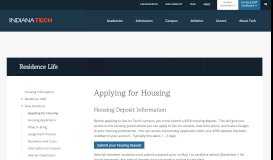 
							         Applying for Housing - Indiana Tech: Residence Life								  
							    