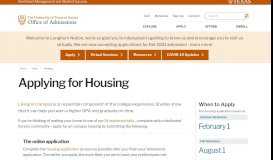 
							         Applying for Housing | Undergraduate Admissions | The University of ...								  
							    