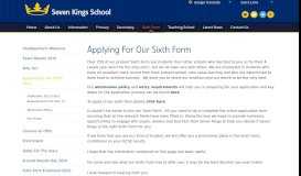 
							         Applying For Our Sixth Form - Seven Kings School								  
							    