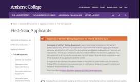 
							         Applying to Amherst | First-Year Applicants | Amherst College								  
							    