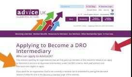 
							         Applying to Become a DRO Intermediary - AdviceUK								  
							    