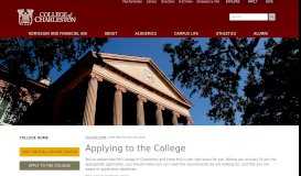 
							         Applying to the College - College of Charleston								  
							    