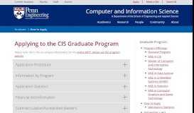 
							         Applying to the Graduate Program - UPenn CIS - University of ...								  
							    