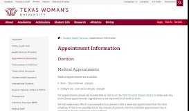 
							         Appointment Information - Student Health Services - Texas Woman's ...								  
							    