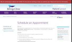 
							         Appointment Request - Billings Clinic								  
							    