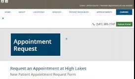 
							         Appointments | Bend OR | Doctor Request - High Lakes Health Care								  
							    