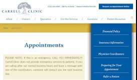 
							         Appointments | The Carrell Clinic | Orthopedic Surgery Dallas, TX 75231								  
							    