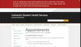 
							         Appointments | University Student Health Services								  
							    