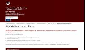 
							         Appointments/Patient Portal – SHS - Student Health Services - Texas ...								  
							    