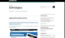 
							         Apprenticeship service - ESFA Digital								  
							    