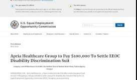 
							         Apria Healthcare Group to Pay $100,000 To Settle EEOC Disability ...								  
							    