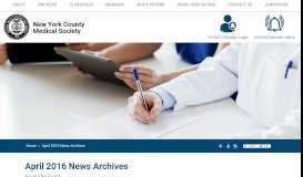 
							         April 2016 News Archives - New York County Medical Society								  
							    