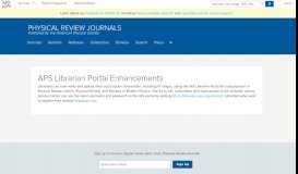 
							         APS Librarian Portal Enhancements - Physical Review Journals								  
							    