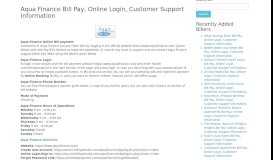 
							         Aqua Finance Bill Pay, Online Login, Customer Support Information								  
							    