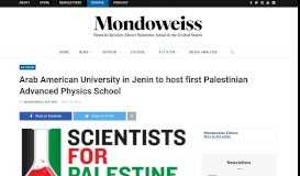 
							         Arab American University in Jenin to host first Palestinian Advanced ...								  
							    