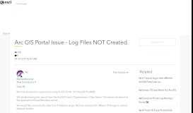 
							         Arc GIS Portal Issue - Log Files NOT Created. | GeoNet, The Esri ...								  
							    