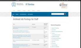 
							         Archived Job Postings for Staff | IIT Bombay								  
							    