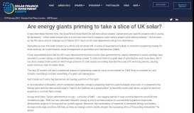 
							         Are energy giants priming to take a slice of UK solar? | Solar Finance ...								  
							    